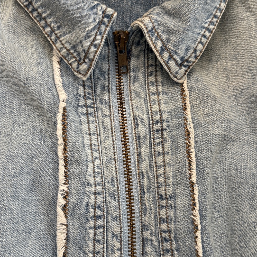 We The Free shirt jacket L copper zip & snap on sleeve buttons. ruched waist - Picture 8 of 9